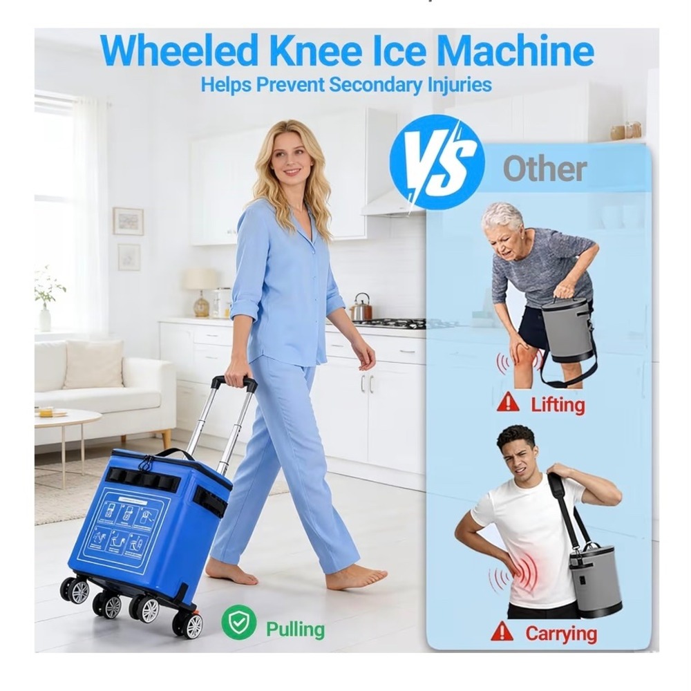 Wheeled Cold Therapy Machine 19 Quart Ice Water Circulation System Universal Pad - Picture 4 of 14